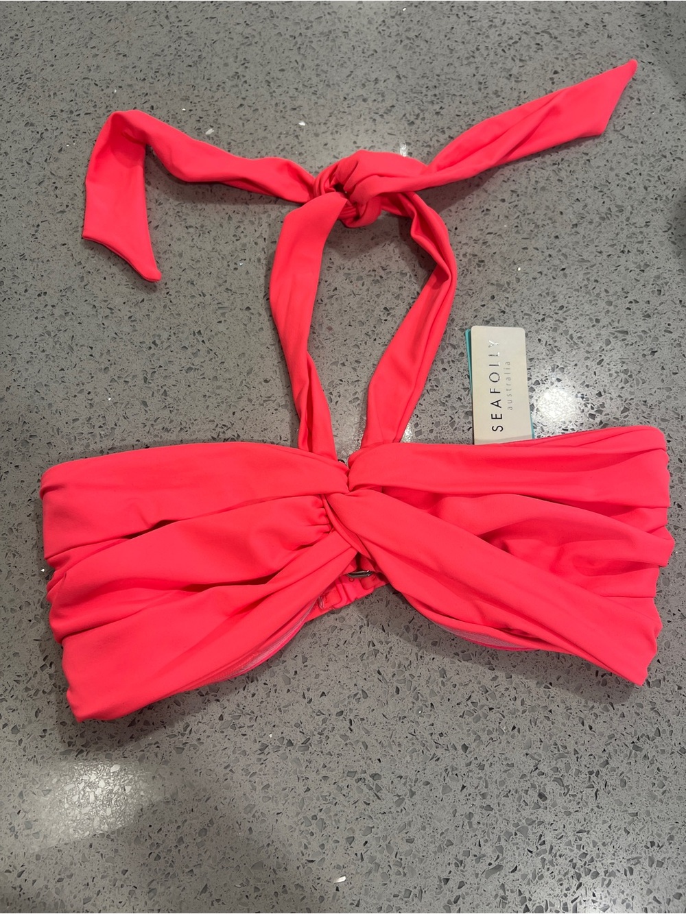 SEAFOLLY DD U-TUBE BANDEAU BIKINI TOP – REDHOT – SIZE 14DD – NWT